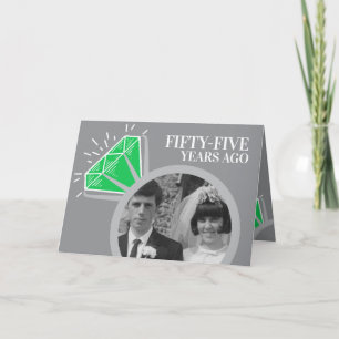Tarjeta 55º aniversario Anillo de Esmeralda ahora entonces