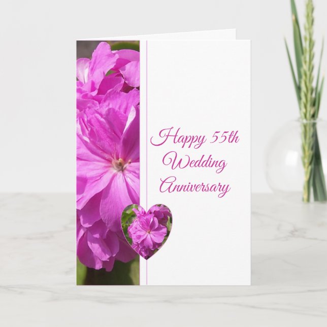 Tarjeta 55º aniversario Boda personalizado de Geranium (Anverso)