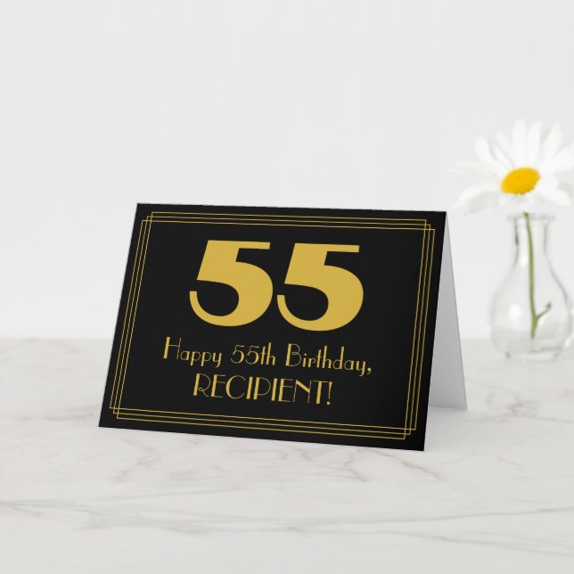 Tarjeta 55º cumpleaños: Aspecto inspirado en el Art Deco " (Planta pequeña)