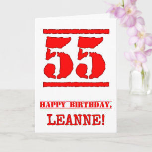Tarjeta 55º cumpleaños: Diversión, estampado de goma roja