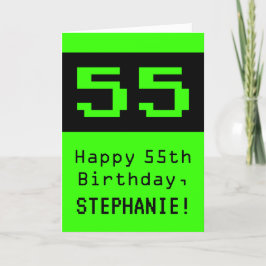 Tarjeta 55º cumpleaños: Nerdy / Geeky Style "55" y nombre