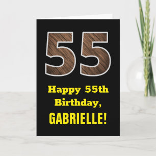 Tarjeta 55º cumpleaños: Nombre, Patrón de grano de madera 