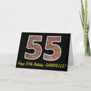 Tarjeta 55º cumpleaños - Patrón de pared de ladrillo "55"