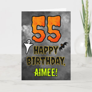 Tarjeta 55º cumpleaños: Tema de Eerie Halloween + nombre p