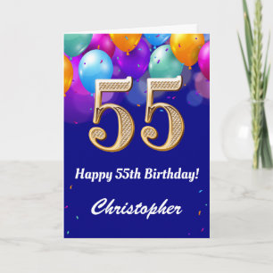 Tarjeta 55.º Balón azul y dorado de la marina