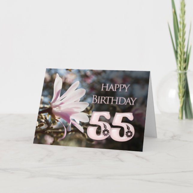 Tarjeta 55.º cumpleaños con magnolia (Anverso)