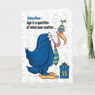 Tarjeta 55.º divertido cumpleaños Blue Buzzard con nombre