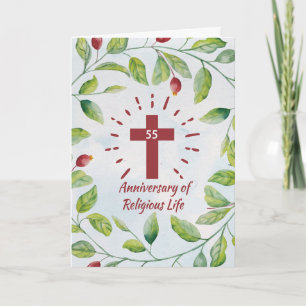 Tarjeta 55° aniversario de la vida religiosa a la cruz de