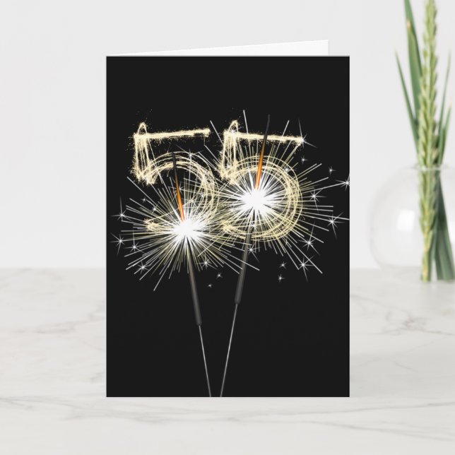 Tarjeta 55° Aniversario Esparklers en negro (Anverso)