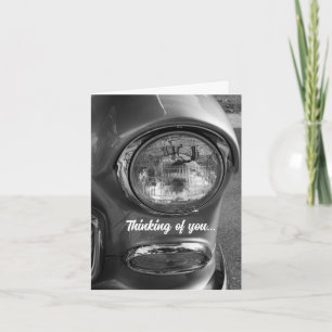 Tarjeta 55 Chevy Headlight Grayscale Thinking Of You Card