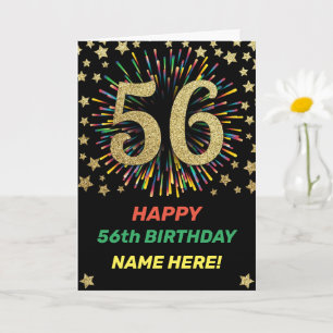 Tarjeta 56° cumpleaños de Rainbow Gold Feliz cumpleaños