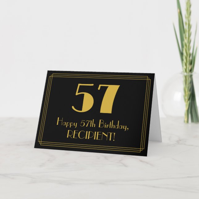 Tarjeta 57º cumpleaños: Aspecto inspirado en el Art Deco " (Anverso)