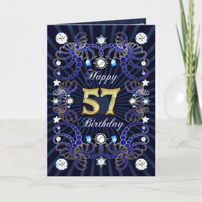 Tarjeta 57.ª carta de cumpleaños con masas de joyas (Anverso)