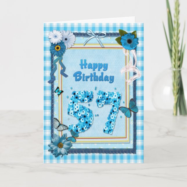 Tarjeta 57.º cumpleaños con un efecto scrapbook (Anverso)
