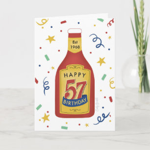 Tarjeta 57.º cumpleaños Gracioso frasco de Ketchup