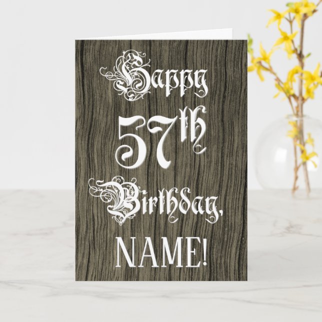 Tarjeta 57 Aniversario: Elegante texto, elegante; aparienc (flor amarilla)