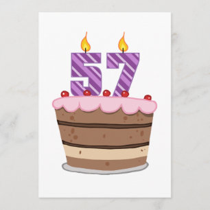 Tarjeta 57 años en el pastel de cumpleaños