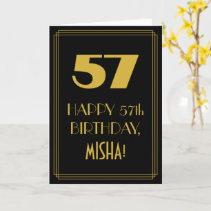 Tarjeta 57 cumpleaños ~ Art Deco Inspirado Aspecto "57" y 