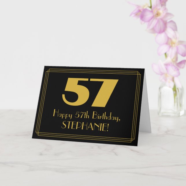 Tarjeta 57° cumpleaños: Aspecto inspirado en el Art Deco " (Orquídea)