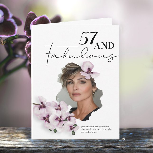 Tarjeta 57 & Fabulous Orchid Photo Birthday Greeting Card (Subido por el creador)