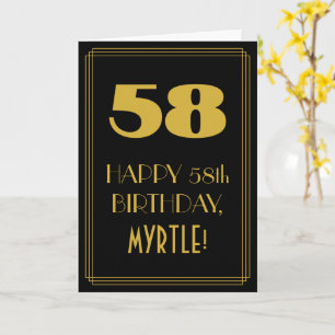 Tarjeta 58º cumpleaños ~ Art Deco Inspirado Aspecto "58" y