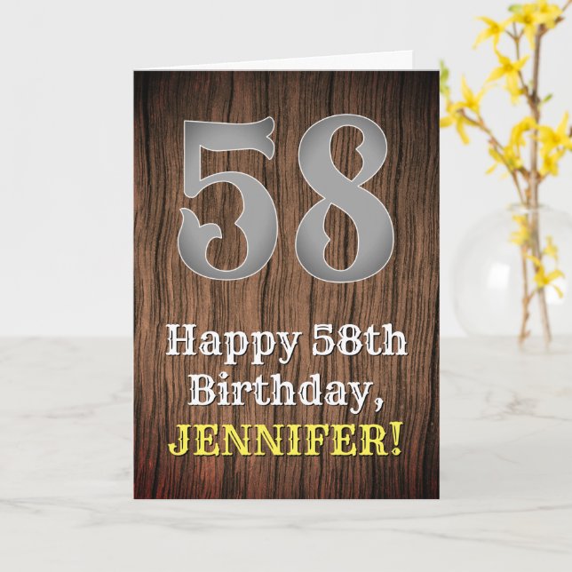 Tarjeta 58.º cumpleaños: Country Western Inspired Look, No (flor amarilla)