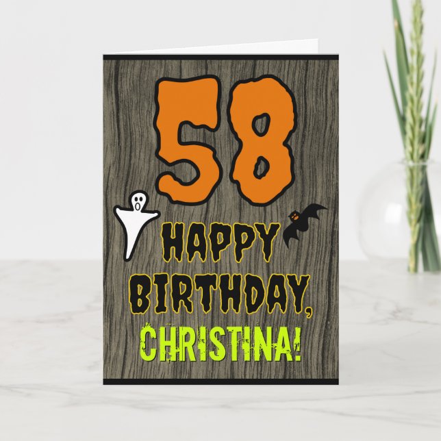 Tarjeta 58.º cumpleaños: Temática espeluznante de Hallowee (Anverso)