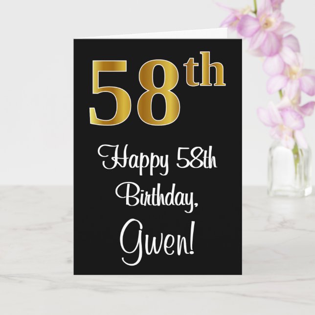 Tarjeta 58 Aniversario ~ Elegante Lujoso Faux Gold Look # (Orquídea)