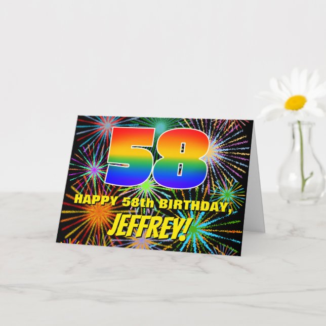 Tarjeta 58 Aniversario: Fuegos artificiales divertidos y c (Planta pequeña)
