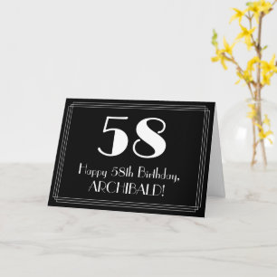 Tarjeta 58 cumpleaños ~ Art Deco Inspirado Aspecto "58", n
