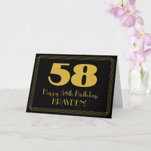 Tarjeta 58° cumpleaños: Aspecto inspirado en el Art Deco "