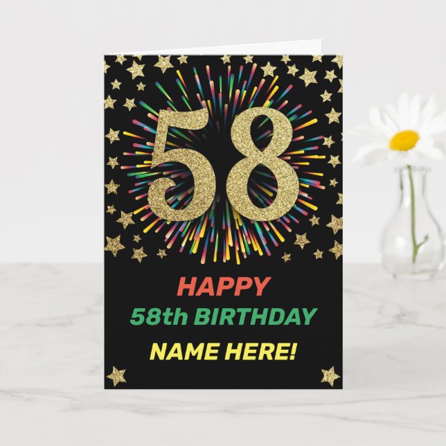 Tarjeta 58 cumpleaños, Rainbow Gold Feliz cumpleaños (Planta pequeña)