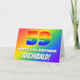 Tarjeta 59º cumpleaños: Patrón arcoiris multicolor # 59