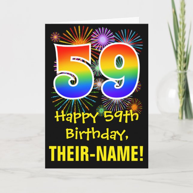 Tarjeta 59º cumpleaños: Patrón de fuegos artificiales dive (Anverso)