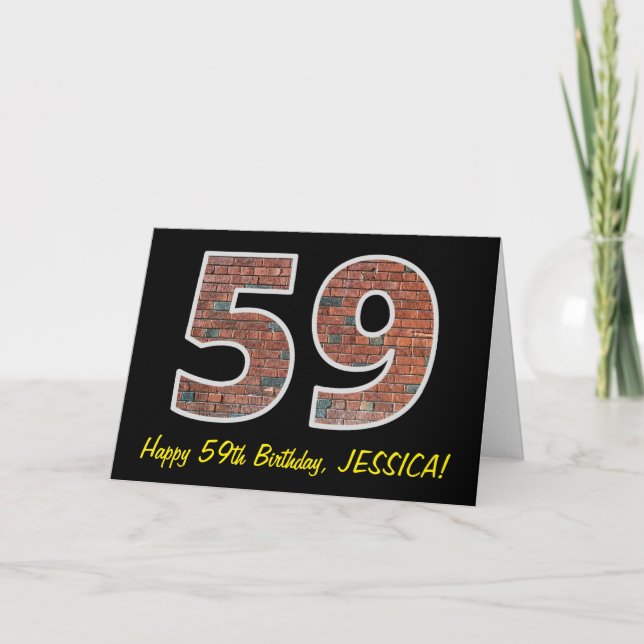 Tarjeta 59º cumpleaños - Patrón de pared de ladrillo "59"  (Anverso)