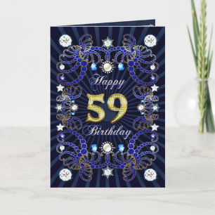 Tarjeta 59.ª carta de cumpleaños con masas de joyas