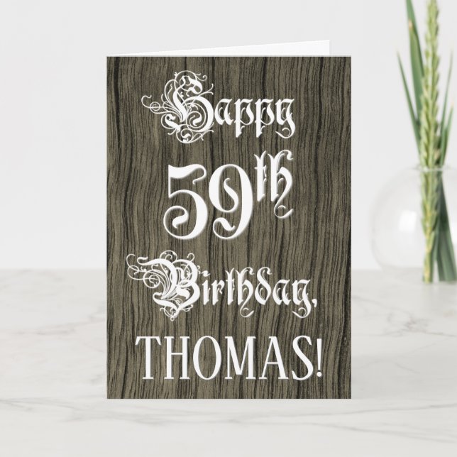 Tarjeta 59.º cumpleaños: Elegante y brillante texto; falso (Anverso)