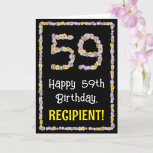 Tarjeta 59.º cumpleaños: número de flores florales, nombre