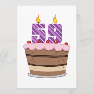 Tarjeta 59 años en el pastel de cumpleaños