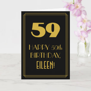 Tarjeta 59 Cumpleaños ~ Look Inspirado en Art Deco "59" y 
