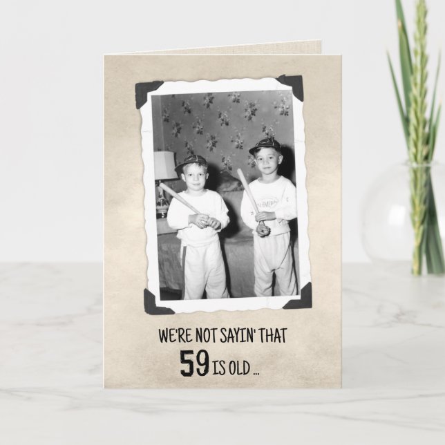 Tarjeta 59th Birthday Humor Young Boys With Baseball Bats  (Anverso)