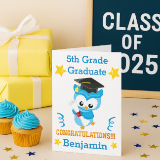 Tarjeta 5.ª Graduación De Niña Azul Felicitaciones