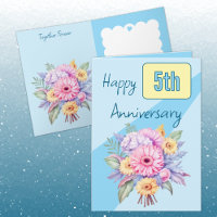 5.º aniversario gerbera flores azul