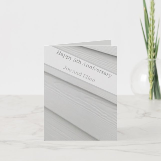 Tarjeta 5.º aniversario Madera, editable (Anverso)