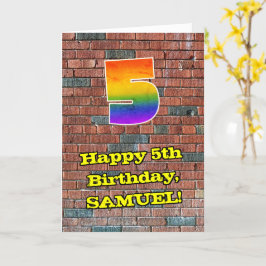 Tarjeta 5.º cumpleaños: Arcoiris inspirado en graffiti div