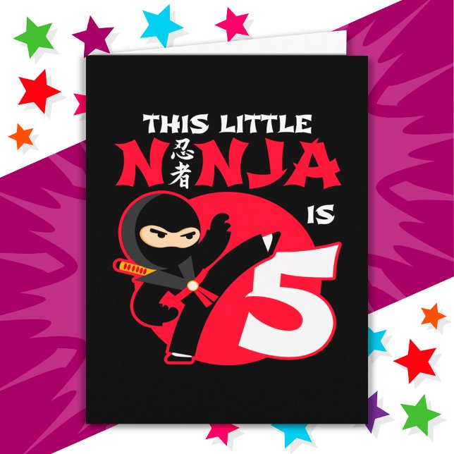 Tarjeta 5.º cumpleaños Niñez de 5 años Fiesta Ninja 5 (Subido por el creador)