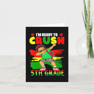 Tarjeta 5.º grado Dabbing Black African Boys Back to Schoo