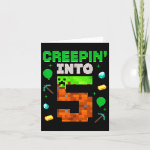 Tarjeta 5.º Jugador de Cumpleaños Pixel Creepin’ En 5 Vide