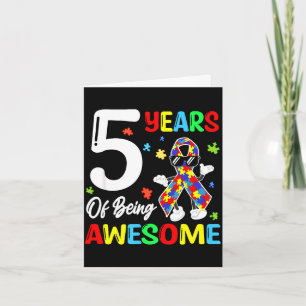 Tarjeta 5 años de ser increíble cinta de cumpleaños autism