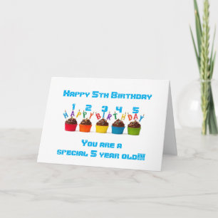 TARJETA 5 CUPCAKES PARA TU CUMPLEAÑOS *****5*** QUE TE DIV
